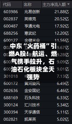 中东“火药桶	”引燃A股！航运、燃气携手拉升	，石油石化板块全天强势-第1张图片
