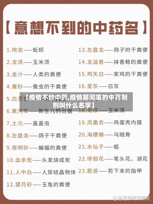 【疫情不炒中药,疫情期间喝的中药制剂叫什么名字】-第1张图片