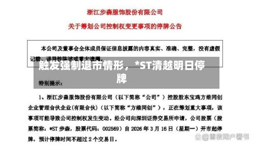 触发强制退市情形，*ST清越明日停牌-第1张图片