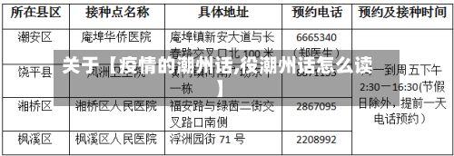关于【疫情的潮州话,役潮州话怎么读】-第1张图片
