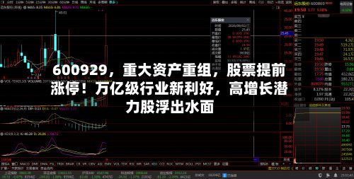 600929，重大资产重组	，股票提前涨停！万亿级行业新利好，高增长潜力股浮出水面-第1张图片