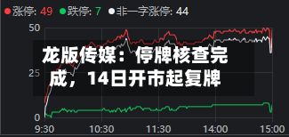 龙版传媒：停牌核查完成	，14日开市起复牌-第1张图片