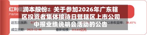 润本股份:关于参加2026年广东辖区投资者集体接待日暨辖区上市公司中报业绩说明会活动的公告-第1张图片