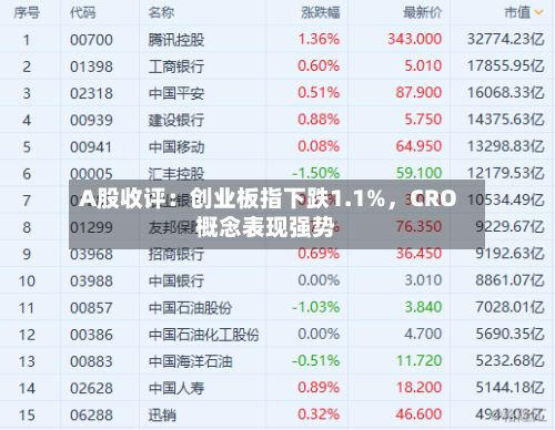 A股收评：创业板指下跌1.1%	，CRO概念表现强势-第1张图片