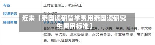 近来【泰国读研留学费用泰国读研究生费用标准】-第1张图片
