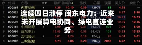 连续四日涨停 闽东电力：近来未开展算电协同、绿电直连业务-第1张图片