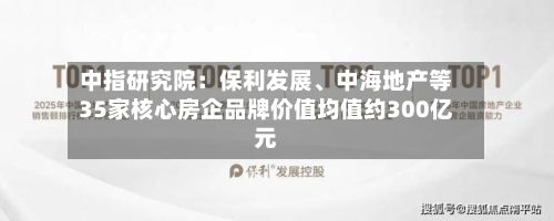 中指研究院：保利发展	、中海地产等35家核心房企品牌价值均值约300亿元-第1张图片