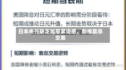日本央行缺乏加息紧迫感	，助推套息交易-第1张图片