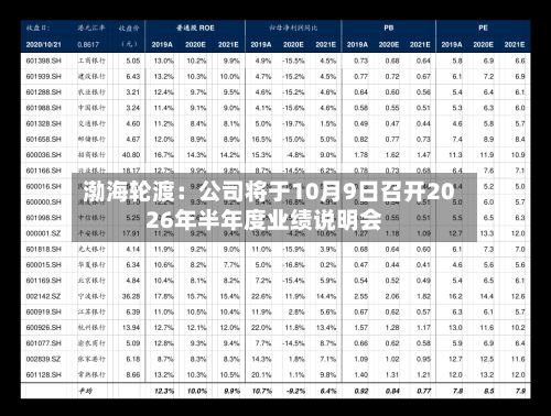 渤海轮渡:公司将于10月9日召开2026年半年度业绩说明会-第1张图片