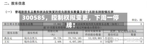 300585，控制权拟变更	，下周一停牌！-第1张图片