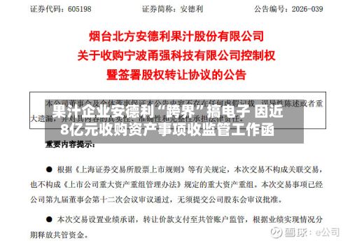 果汁企业安德利“跨界	”搞电子 因近8亿元收购资产事项收监管工作函-第1张图片