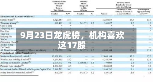 9月23日龙虎榜	，机构喜欢这17股-第1张图片